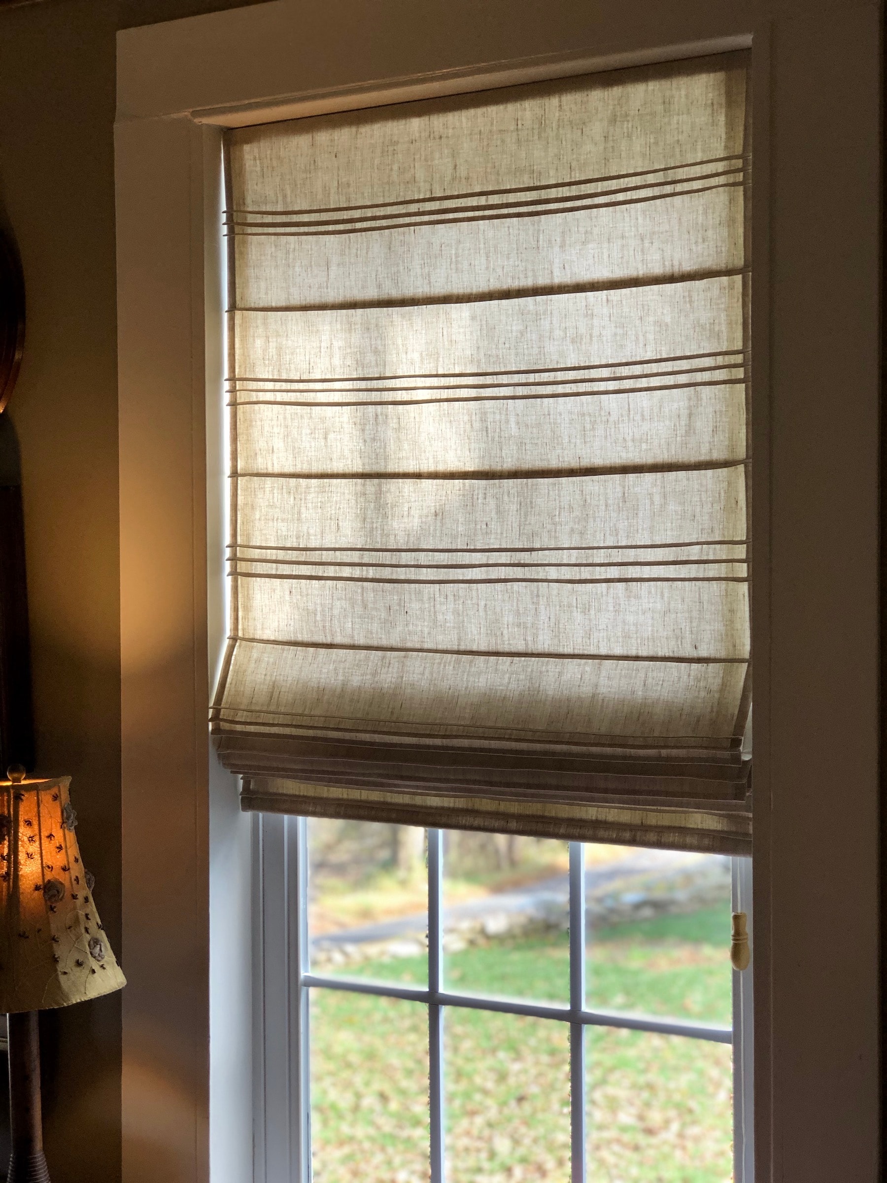 Pin-tucked linen shade